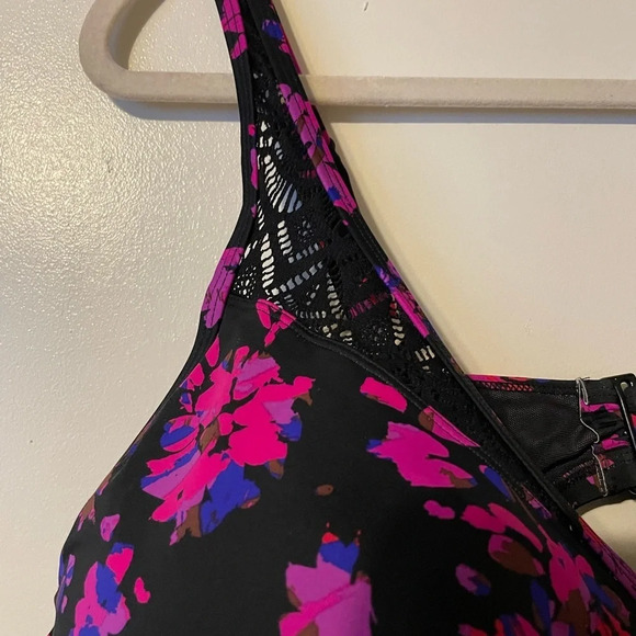 Swimsuits For All NWT Pink Purple Floral Tankini Swimsuit Top Size 46G - Picture 2 of 8